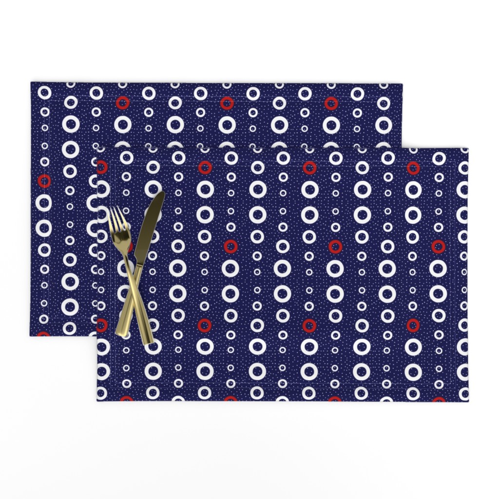 Nautical bubbles - white and red on navy