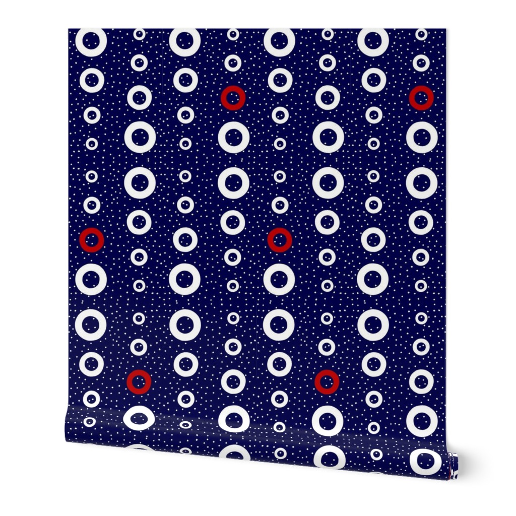 Nautical bubbles - white and red on navy