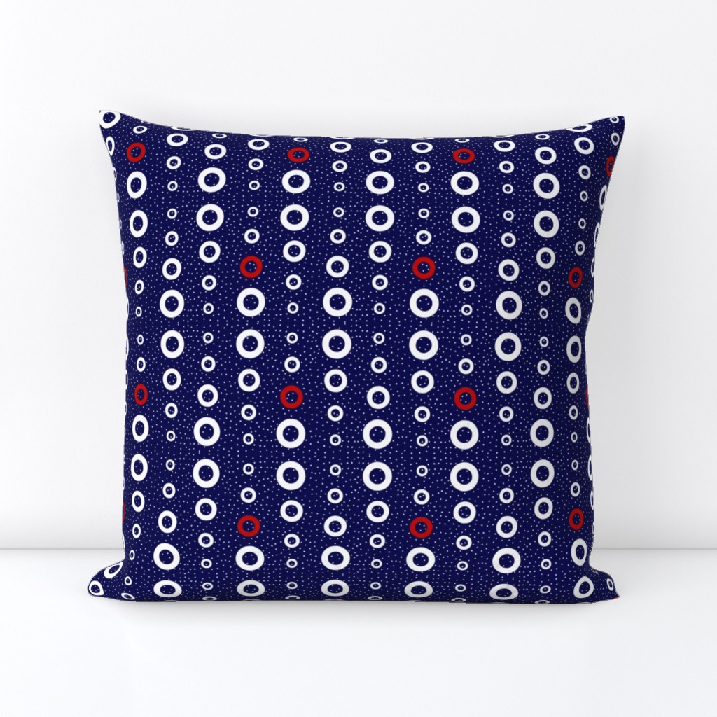 Nautical bubbles - white and red on navy