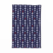 Nautical bubbles - white and red on navy