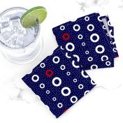 Nautical bubbles - white and red on navy