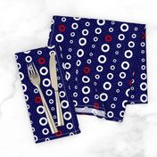 Nautical bubbles - white and red on navy