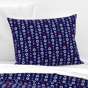 Nautical bubbles - white and red on navy