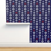 Nautical bubbles - white and red on navy