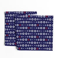 Nautical bubbles - white and red on navy