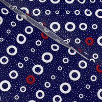 Nautical bubbles - white and red on navy