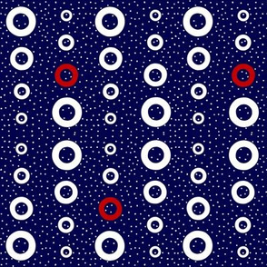 Nautical bubbles - white and red on navy