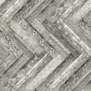 Vintage Wood Chevron Tiles Herringbone Grey Horizontal