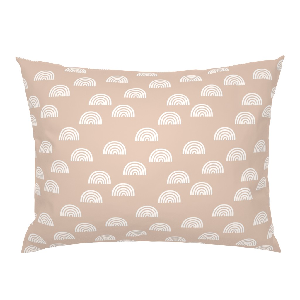 Scattered Rainbows white on peach neutral blush pink