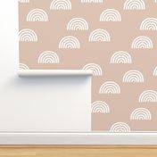 Scattered Rainbows white on peach neutral blush pink