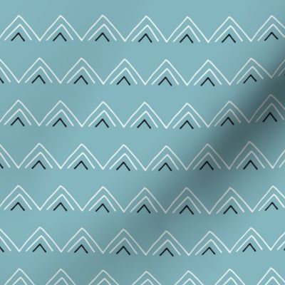 Geometric minimal triangles mudcloth abstract aztec design blue