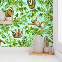 sloths on blue  (large scale)