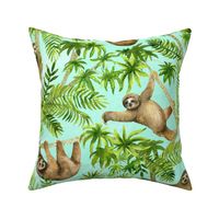 sloths on blue  (large scale)