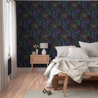 moody floral with fern leaves 2 - medium / large scale - (medium as fabric, large as wallpaper)