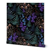 moody floral with fern leaves 2 - medium / large scale - (medium as fabric, large as wallpaper)