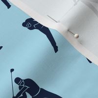 golfers - navy on blue - LAD19