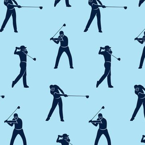 golfers - navy on blue - LAD19