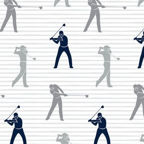 golfers - grey and navy on grey stripes - LAD19