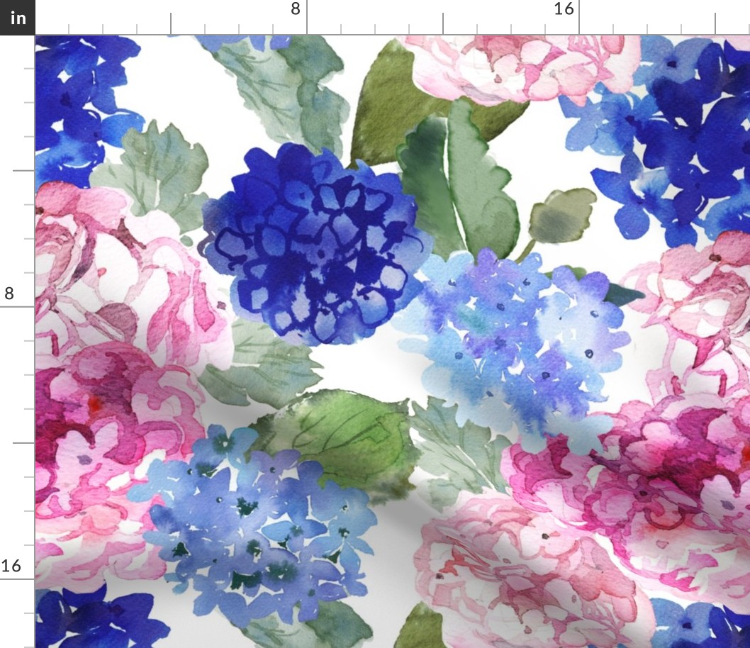 Spring Hydrangea Watercolor ( Medium 18" Repeat) 