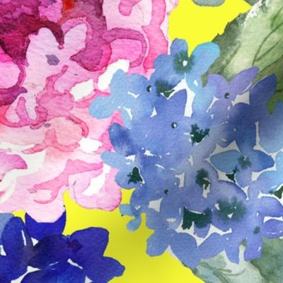 Spring Hydrangea Watercolor // Yellow