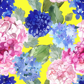 Spring Hydrangea Watercolor // Yellow