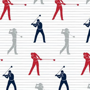 golfers - navy, blue, grey muticolored on stripes - LAD19