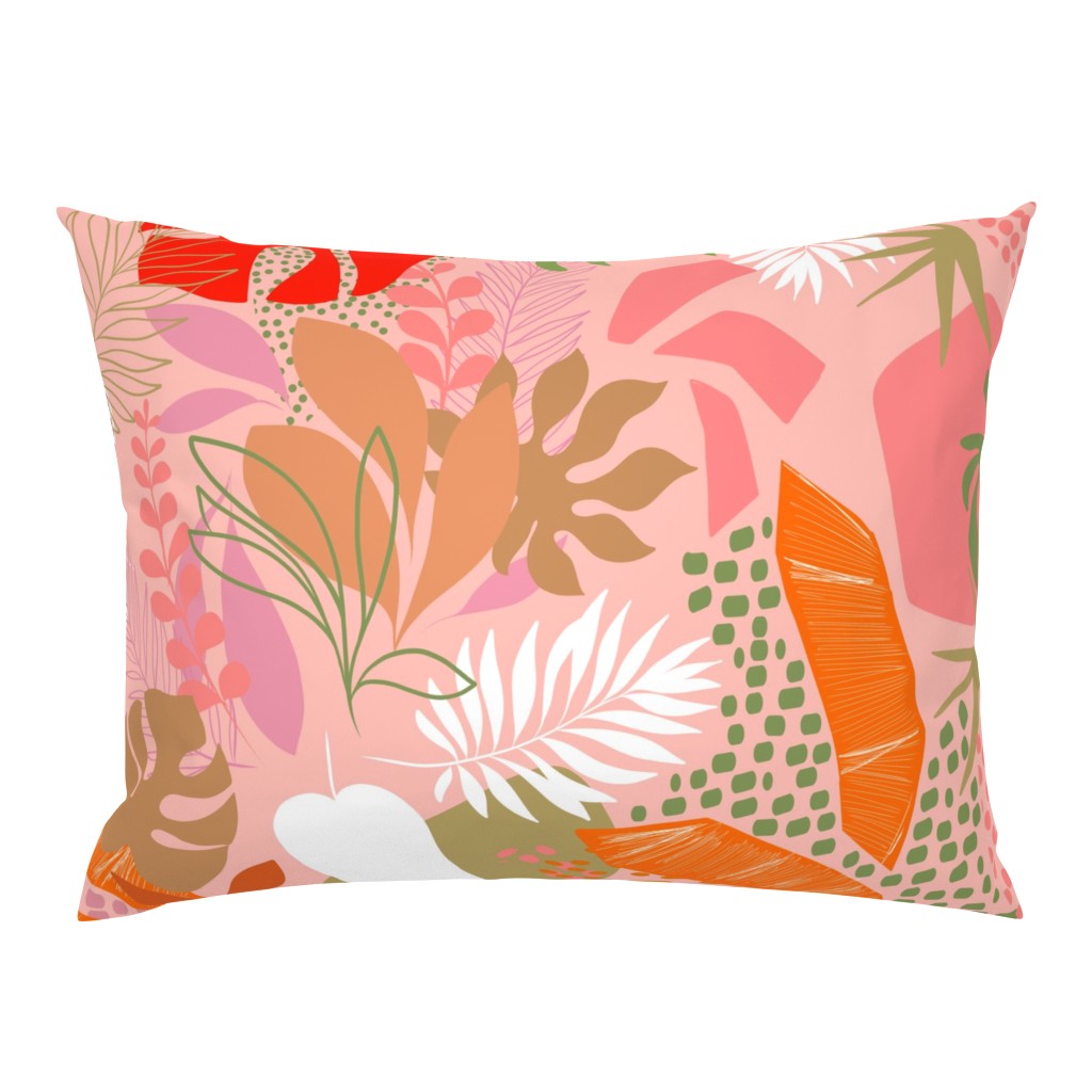 Tropical Foliage - Boho Pink and Solar Orange - L