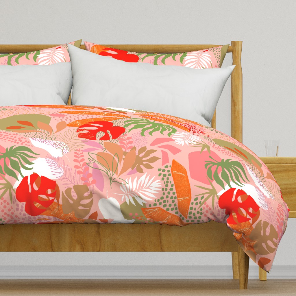 Tropical Foliage - Boho Pink and Solar Orange - L