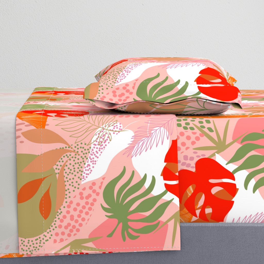 Tropical Foliage - Boho Pink and Solar Orange - L