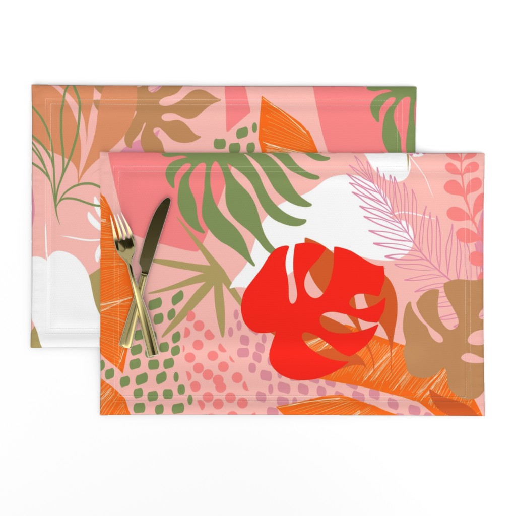 Tropical Foliage - Boho Pink and Solar Orange - L