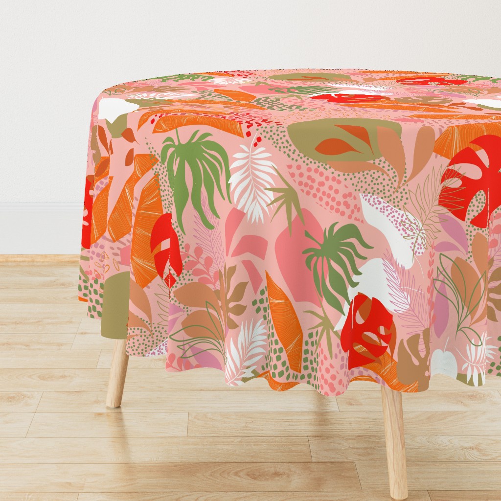 Tropical Foliage - Boho Pink and Solar Orange - L