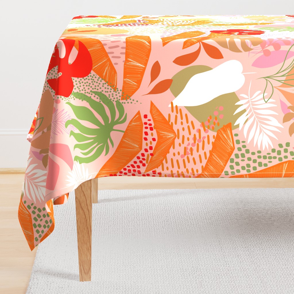 Tropical Foliage - Boho Pink and Solar Orange - L