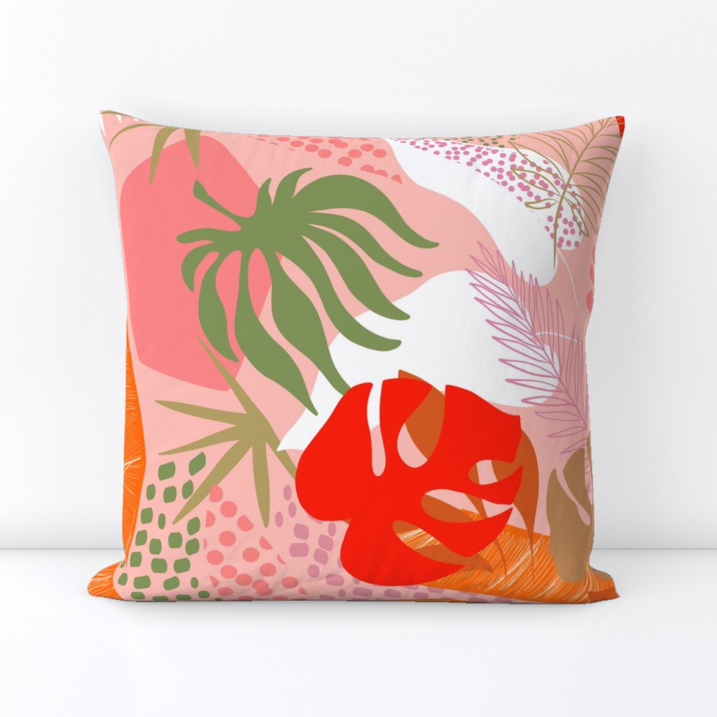 Tropical Foliage - Boho Pink and Solar Orange - L