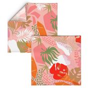 Tropical Foliage - Boho Pink and Solar Orange - L