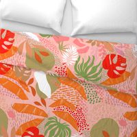 Tropical Foliage - Boho Pink and Solar Orange - L