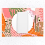 Tropical Foliage - Boho Pink and Solar Orange - L