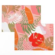 Tropical Foliage - Boho Pink and Solar Orange - L