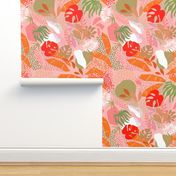 Tropical Foliage - Boho Pink and Solar Orange - L