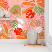 Tropical Foliage - Boho Pink and Solar Orange - L