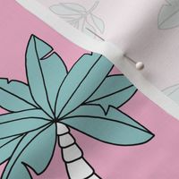 Tropical summer garden palm trees and coconuts surf beach theme pink blue JUMBO