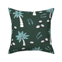 Tropical summer garden palm trees and coconuts surf beach theme green blue night JUMBO
