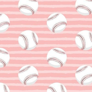 (large scale) baseballs - pink stripes C19BS