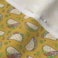 Tacos Food on Mustard Yellow Tiny Small 1 inch Rotated