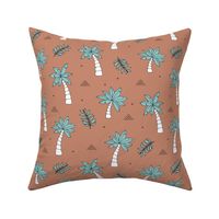 Tropical summer garden palm trees and coconuts surf beach theme blue aqua copper