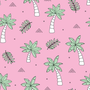 Tropical summer garden palm trees and coconuts surf beach theme pink girls