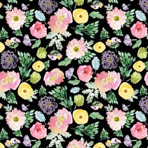 4" Andalusia Spring Falling Florals Black
