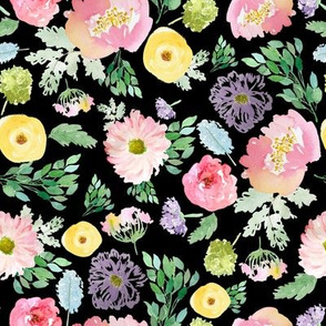 8" Andalusia Spring Falling Florals Black