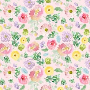 4" Andalusia Spring Falling Florals Blush Pink