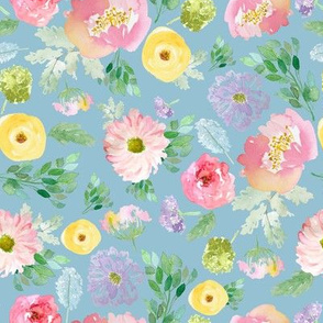8" Andalusia Spring Falling Florals Easter Blue