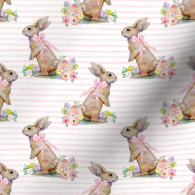 4" Spring Bunny Light Pink Splashes and Stripes
